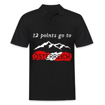 12 points go to Austria - Männer Poloshirt - Schwarz - Vorne - Kai (181cm)