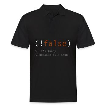 (! false) - C'est drôle parce que ce n'est pas vrai - Polo Homme - noir - Devant - Kai (181cm)