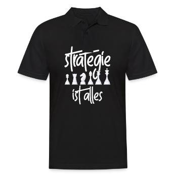 Strategie Ist Alles Schach Schachfiguren Geschenk - Männer Poloshirt - Schwarz - Vorne - Kai (181cm)