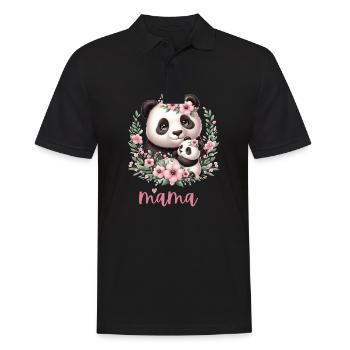 Panda Lover I Mama Panda And Cub Mother's Day - Männer Poloshirt - Schwarz - Vorne - Kai (181cm)