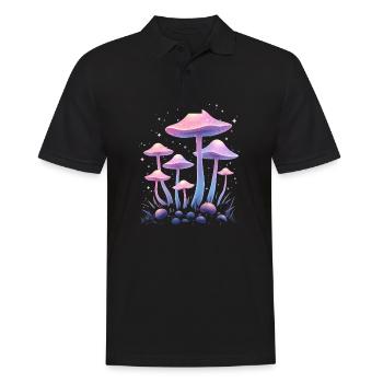 Magische Pilze Design - Mystischer Wald - Männer Poloshirt - Schwarz - Vorne - Kai (181cm)