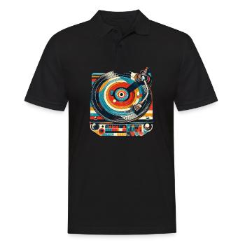 retro Plattenspieler Musik LP Vinyl Record Old - Männer Poloshirt - Schwarz - Vorne - Kai (181cm)