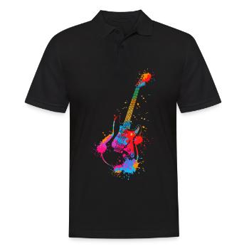 Guitar Splash Colorful Electric Guitarist Music Band - Men's Polo Shirt - black - Front - Kai (181cm)