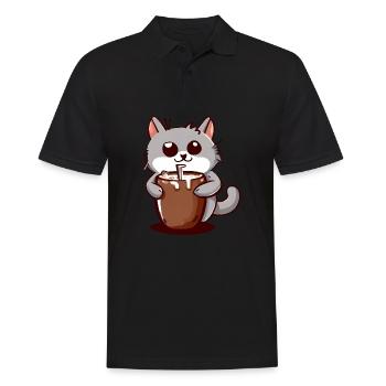 Cocoa Cat - Men's Polo Shirt - black - Front - Kai (181cm)