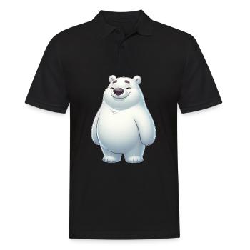 Süßer Eisbär Cartoon Glücklich Entspannt - Männer Poloshirt - Schwarz - Vorne - Kai (181cm)