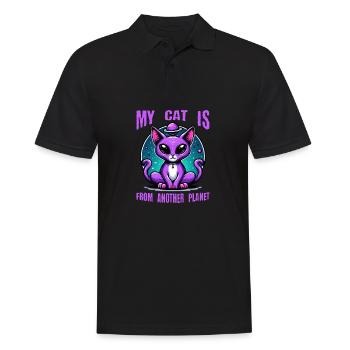 Katze Astronaut Katzenliebhaber - Männer Poloshirt - Schwarz - Vorne - Kai (181cm)