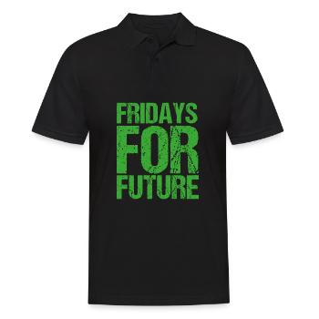 Fridays For Future - Männer Poloshirt - Schwarz - Vorne - Kai (181cm)