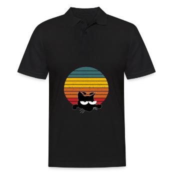 VINTAGE CAT RETRO KATZE - Männer Poloshirt - Schwarz - Vorne - Kai (181cm)
