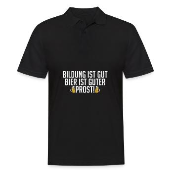 Bildung ist Gut Bier ist Guter Prost Party Funny - Männer Poloshirt - Schwarz - Vorne - Kai (181cm)