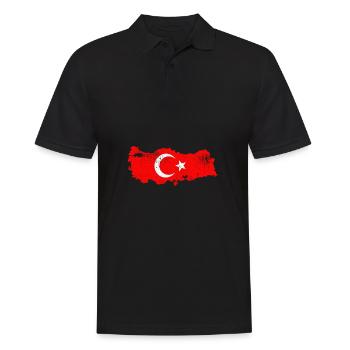 Türkei Flagge Türkische Flagge Vintage - Männer Poloshirt - Schwarz - Vorne - Kai (181cm)