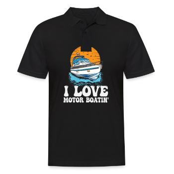 I Love Motor Boatin' Pontooning Motorboat Captain - Männer Poloshirt - Schwarz - Vorne - Kai (181cm)
