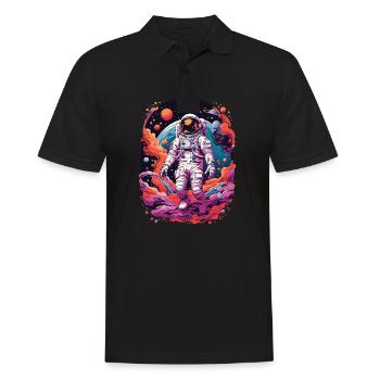 Outer Space Splash Art Coloré Amusant Spaceman - Polo Homme - noir - Devant - Kai (181cm)