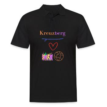 Kreuzberg 36, Kiez - Boof - Hood, Berlin Kreuzberg - Männer Poloshirt - Schwarz - Vorne - Kai (181cm)