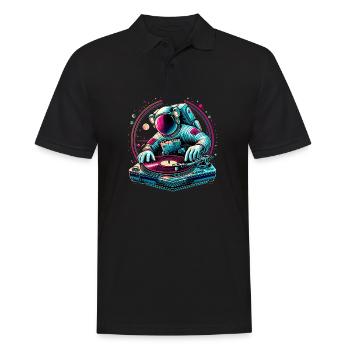 Astronaut DJ Planets DJing im Weltraum - Männer Poloshirt - Schwarz - Vorne - Kai (181cm)