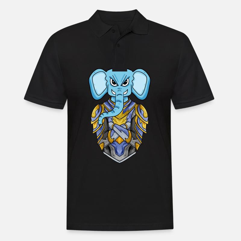 Ritter Elefant cool - Männer Poloshirt - Schwarz