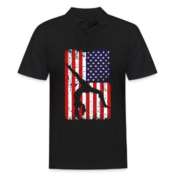 Turnen Gymnsatik US Flagge Turntrainer Sportverein - Männer Poloshirt - Schwarz - Vorne - Kai (181cm)