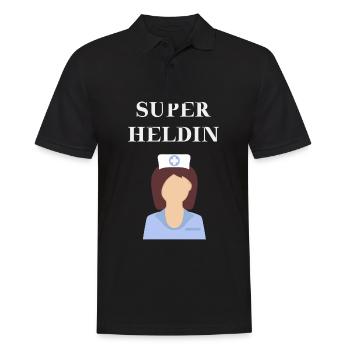 Krankenschwester - Superheldin Geschenkidee - Männer Poloshirt - Schwarz - Vorne - Kai (181cm)
