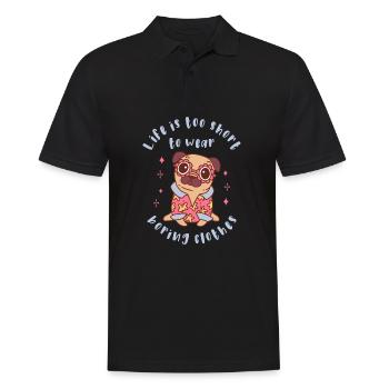 La vie est trop courte pour porter des vêtements ennuyeux - Polo Homme - noir - Devant - Kai (181cm)