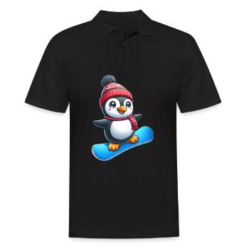 Mignon pingouin snowboarder bande dessinée sports d’hiver - Polo Homme - noir - Devant - Kai (181cm)