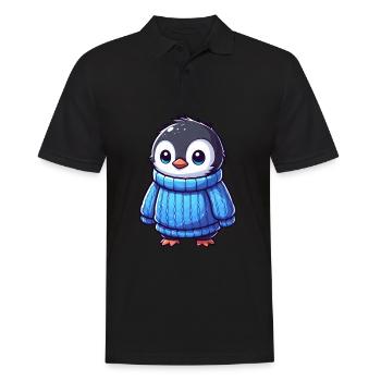 Cute Penguin Cartoon Clothes Humorous - Men's Polo Shirt - black - Front - Kai (181cm)