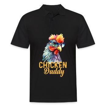 Un drôle de papa poulet avec des lunettes de soleil - Polo Homme - noir - Devant - Kai (181cm)