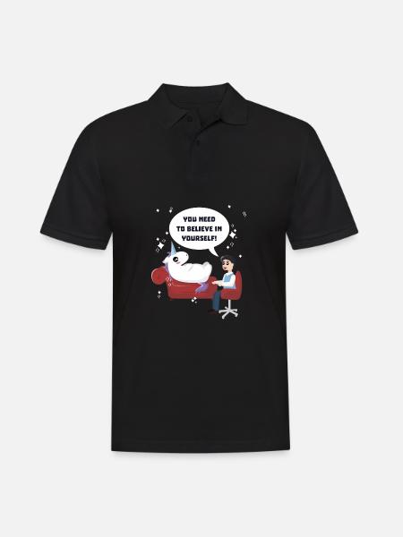Licorne chez le psychologue psychologue - Polo Homme - noir