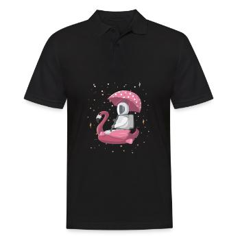 Astronaut auf Flamingo mit Sonnenschirm - Männer Poloshirt - Schwarz - Vorne - Kai (181cm)