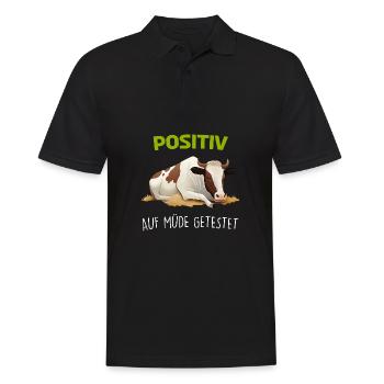 Positiv Müde Schlafshirt Kuh Kühe Schlafanzug - Männer Poloshirt - Schwarz - Vorne - Kai (181cm)