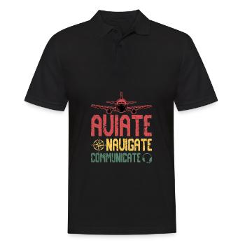 Aviate Navigieren Kommunizieren - Männer Poloshirt - Schwarz - Vorne - Kai (181cm)