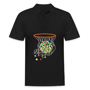 Autism Basketball - Men's Polo Shirt - black - Front - Kai (181cm)