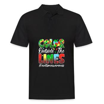 Farbe außerhalb der Linien - Männer Poloshirt - Schwarz - Vorne - Kai (181cm)
