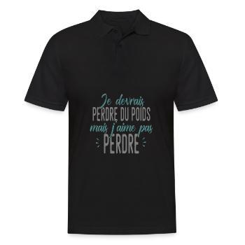 PERDRE DU POIDS MAIS J'AIME PAS PERDRE humour - Polo Homme - noir - Devant - Kai (181cm)