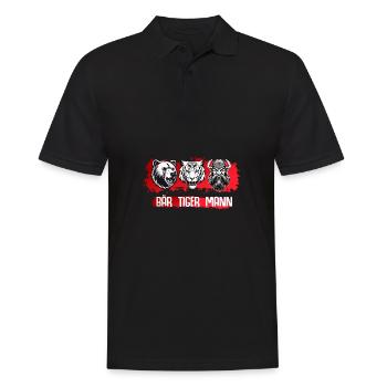 Bartliebhaber Vatertag Vater Bier Bär Tiger Mann - Männer Poloshirt - Schwarz - Vorne - Kai (181cm)