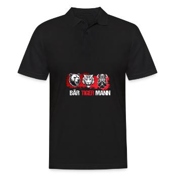 Bär Tiger Mann Bärtiger Mann Bart Träger Vatertag - Männer Poloshirt - Schwarz - Vorne - Kai (181cm)