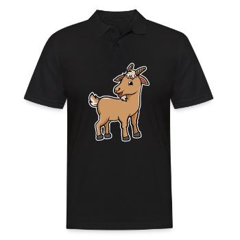 Kawaii Ziege - Männer Poloshirt - Schwarz - Vorne - Kai (181cm)