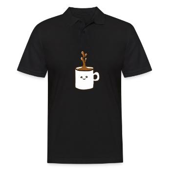 Tasse - Kakao - Männer Poloshirt - Schwarz - Vorne - Kai (181cm)