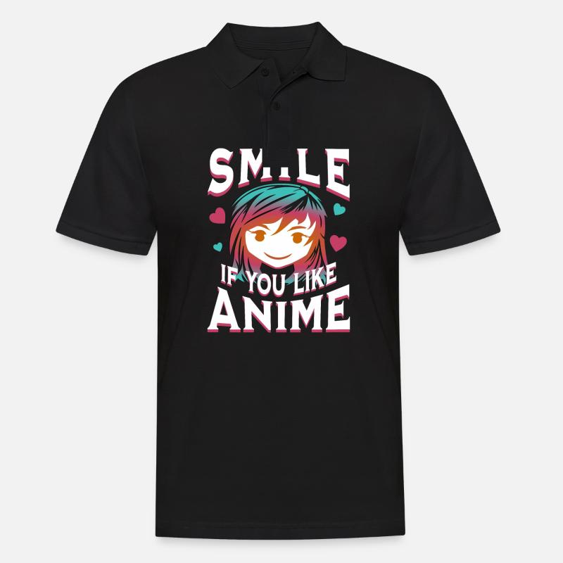 Lächle wenn du Anime magst - Männer Poloshirt - Schwarz