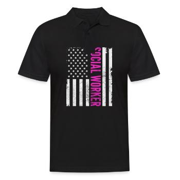 Travailleur social - American Patriot Patriotic Social - Polo Homme - noir - Devant - Kai (181cm)