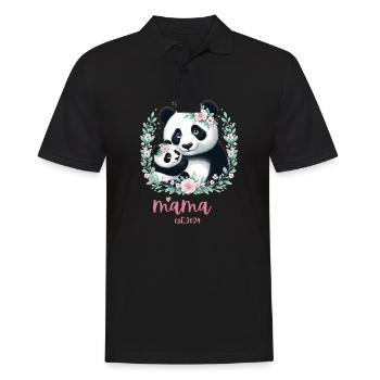 Mama est 2024 I Panda Bear Mum I First Time Mom - Men's Polo Shirt - black - Front - Kai (181cm)