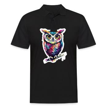 Niedliche Eule Kawaii Maskottchen - Männer Poloshirt - Schwarz - Vorne - Kai (181cm)