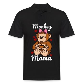 Monkey Mama Heart Monkey Love Monkey Mom - Men's Polo Shirt - black - Front - Kai (181cm)
