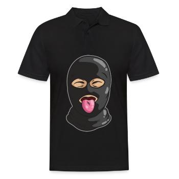 Freundlicher Dieb Maske Zunge Bank Räuber Gangster - Männer Poloshirt - Schwarz - Vorne - Kai (181cm)