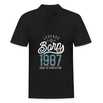 legends are born in 1987, anniversaire 34 ans - Polo Homme - noir - Devant - Kai (181cm)