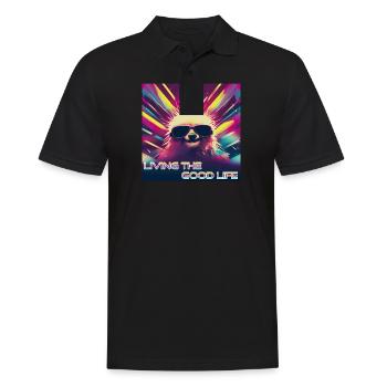 Cooles Faultier living the Good Life - Männer Poloshirt - Schwarz - Vorne - Kai (181cm)