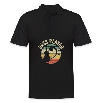Joueur de guitare basse Vintage Bass Clef Bassist Gift - Polo Homme - noir - Devant - Kai (181cm)