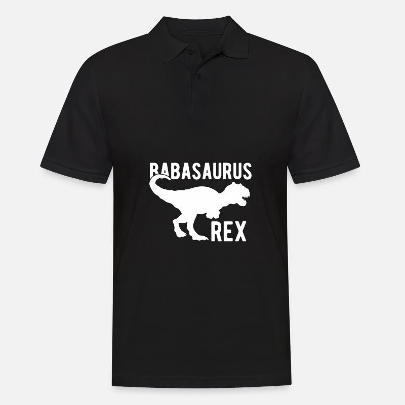 Baba Saurus Rex Dino Vatertagsgeschenk - Männer Poloshirt - Schwarz