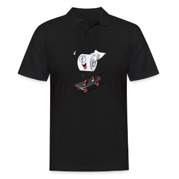 Verrückte Klorolle beim Skaten - Männer Poloshirt - Schwarz - Vorne - Kai (181cm)