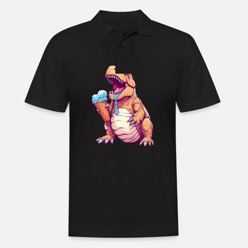 Eiscreme-Dino - Männer Poloshirt - Schwarz