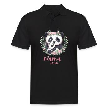 Mama est 2024 I Panda Bear Mum I First Time Mom - Men's Polo Shirt - black - Front - Kai (181cm)