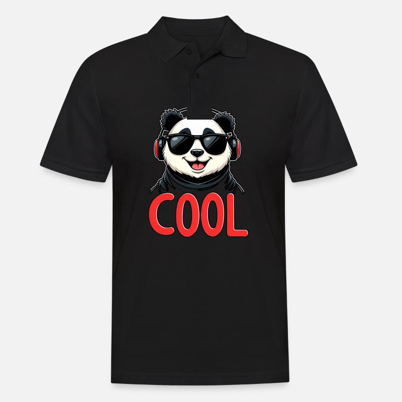 cooler Panda - Männer Poloshirt - Schwarz